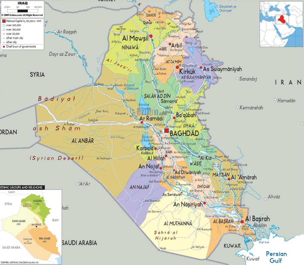 Irak steden kaart