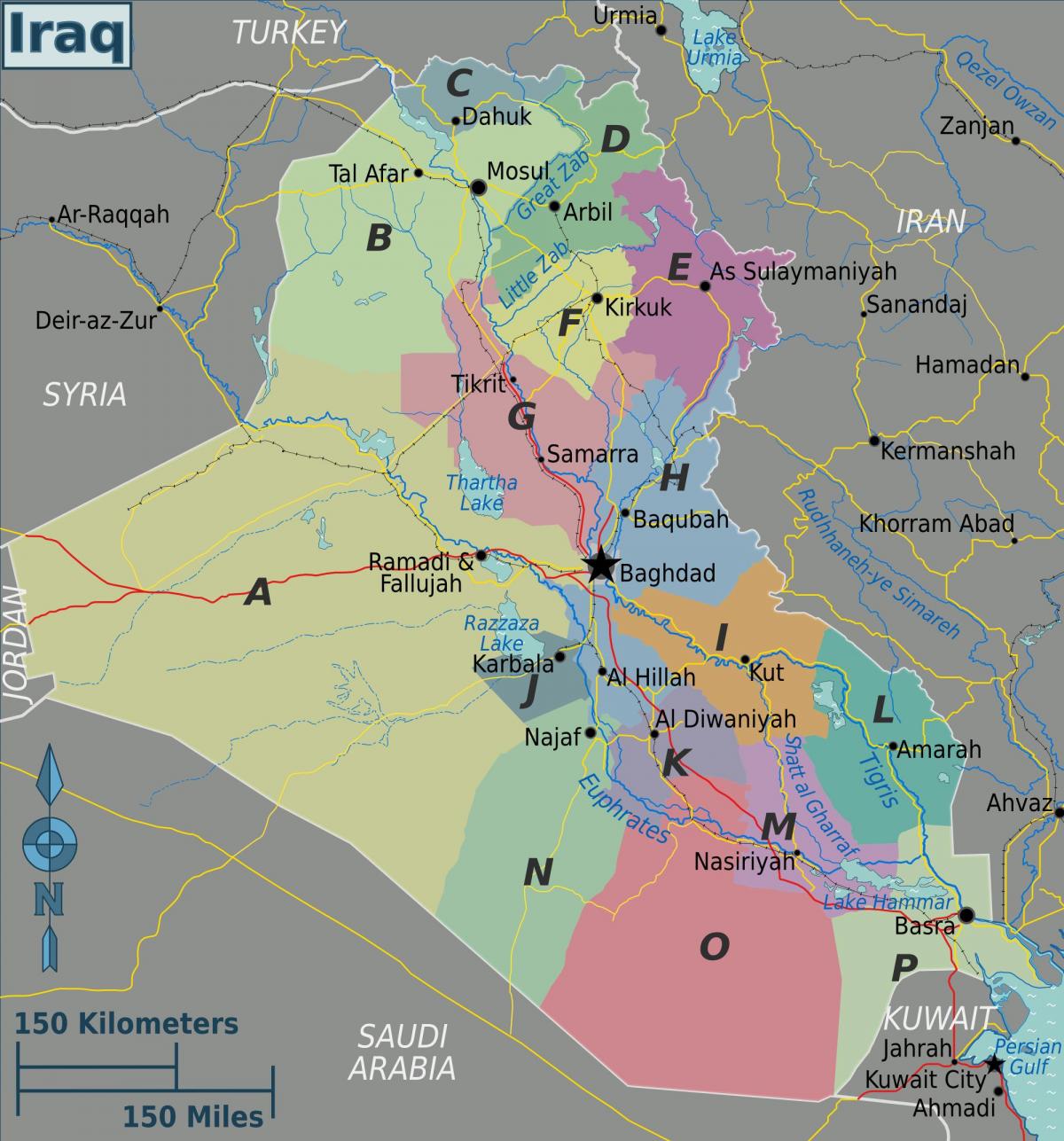 Kaart Irak en regio ' s